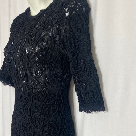 Elegant Black Lace Long Sleeve Dress - Picture 3 of 7